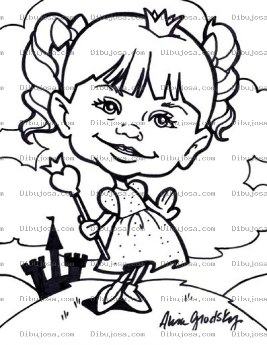Dibujo para colorear Dibujo De Princesita con Su Castillo Al Fondo Para Pintar Y Colorear