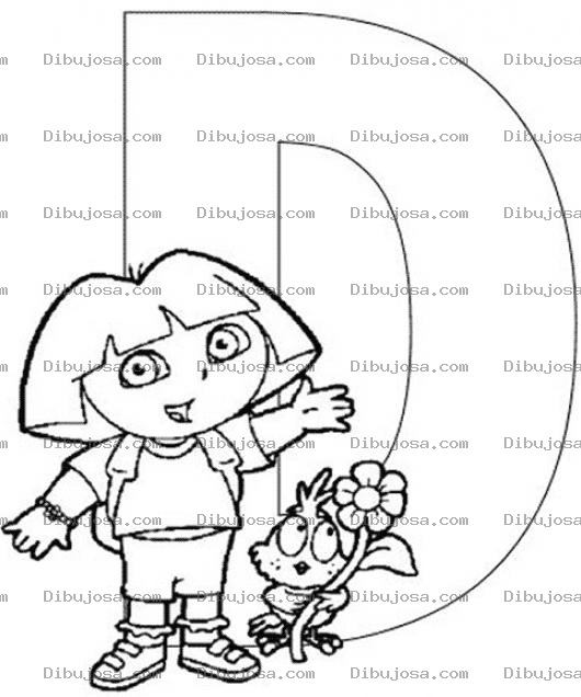 Dibujo para colorear Colorear la letra D de Dora Exploradora