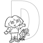 Dibujo para colorear Colorear la letra D de Dora Exploradora