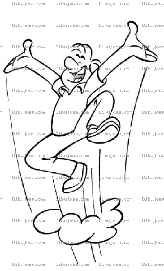 Dibujo para colorear Salto De Felicidad Para Pintar Y Colorear Hombre Saltando Feliz Y Contento
