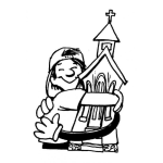 Dibujo para colorear Dibujo De Nino Abrazando Y Aferrado A La Iglesia Para Pintar Y Colorear