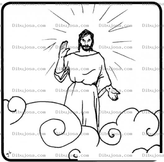 Dibujo para colorear Dibujo De JESUS En Las Nubes Para Pintar Y Colorear Dibujo Cristiano