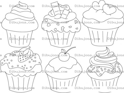 Dibujo para colorear Dibujo De Postres Cubiletes Y Pastelitos Para Pintar Y Colorear Cubiletios Deliciosos