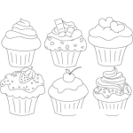 Dibujo para colorear Dibujo De Postres Cubiletes Y Pastelitos Para Pintar Y Colorear Cubiletios Deliciosos