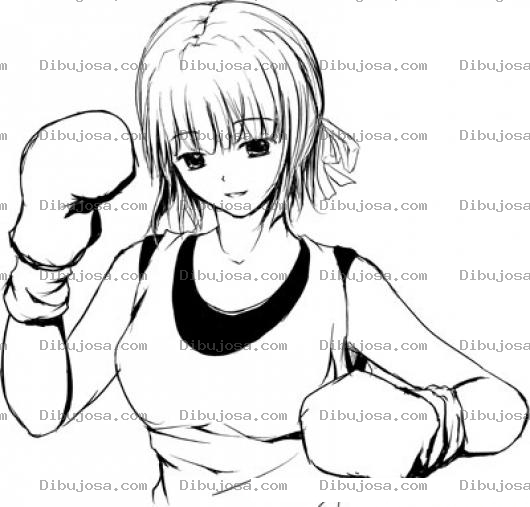 Dibujo para colorear Guantes De Box Para Mujer Dibujo De Mujer Boxeadora Para Pintar Y Colorear Chica Con Guantes De Box