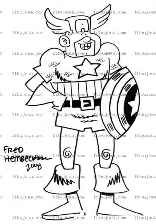 Dibujo para colorear Dibujo De Caricatura Del Capitan America Para Pintar Y Colorear