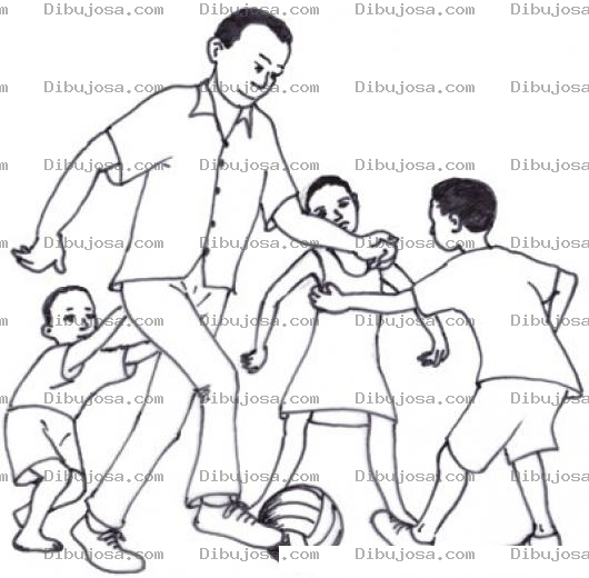 Dibujo para colorear Dibujo De Papa Jugando Futbol Con Sus Hijos Para Pintar Y Colorear