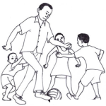 Dibujo para colorear Dibujo De Papa Jugando Futbol Con Sus Hijos Para Pintar Y Colorear