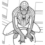 Dibujo para colorear Spiderman Dibujo De Hombre Arana Sobre Un Farol Para Pintar Y Colorear