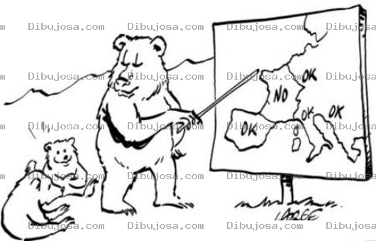 Dibujo para colorear Dibujo De Oso Profesor De Geografia Con Sus Alumnos Ositos Para Pintar Y Colorear Mapa De Europa