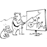 Dibujo para colorear Dibujo De Oso Profesor De Geografia Con Sus Alumnos Ositos Para Pintar Y Colorear Mapa De Europa