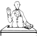 Dibujo para colorear Dibujo De Juramento Con La Mano Sobre La Biblia Para Pintar Y Colorear