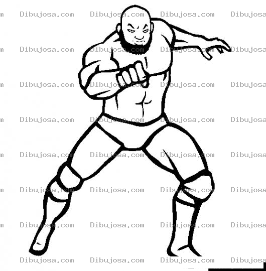 Dibujo para colorear Dibujo De Peleador Negrito Pelon Barbudo Y Musculoso Para Pintar Y Colorear