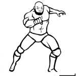 Dibujo para colorear Dibujo De Peleador Negrito Pelon Barbudo Y Musculoso Para Pintar Y Colorear