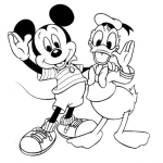 Dibujo para colorear Dibujo De Mickey Mouse Y Pato Donald Juntos Para Pintar Y Colorear