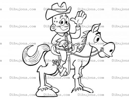 Dibujo para colorear Vaquero Y Caballo Dibujo De Vaquerito Sobre Su Caballito Para Pintar Y Colorear