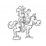 Dibujo para colorear Vaquero Y Caballo Dibujo De Vaquerito Sobre Su Caballito Para Pintar Y Colorear
