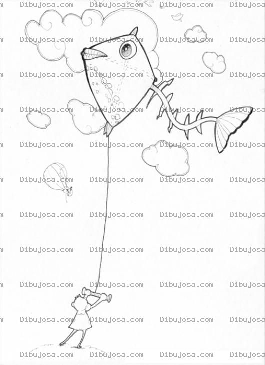 Dibujo para colorear Dibujo De Un Barrilete De Pescado Para Pintar Y Colorear