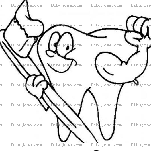 Dibujo para colorear Diente Con Cepillo De Dientes Para Pintar Y Colorear Diente Sano Y Fuerte