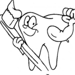 Dibujo para colorear Diente Con Cepillo De Dientes Para Pintar Y Colorear Diente Sano Y Fuerte
