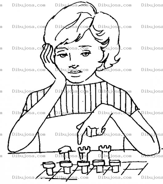 Dibujo para colorear Mujer Ajedrecista Dibujo De Chica Jugando Ajedrez Para Pintar Y Colorear
