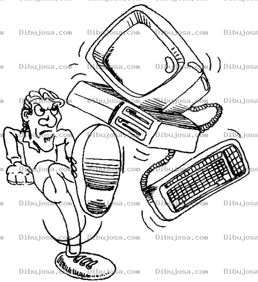 Dibujo para colorear Basura Informatica Dibujo De Hombre Pateando Una Computadora Vieja Para Pintar Y Colorear Hardware Obsoleto