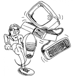 Dibujo para colorear Basura Informatica Dibujo De Hombre Pateando Una Computadora Vieja Para Pintar Y Colorear Hardware Obsoleto