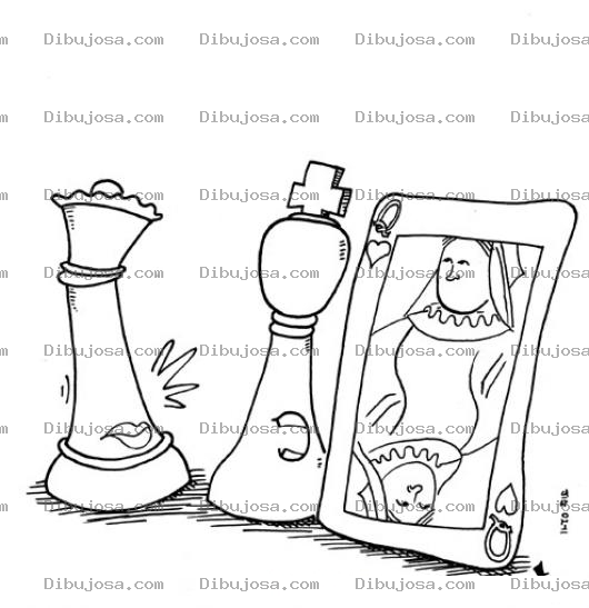 Dibujo para colorear Rey Infiel Dibujo De Un Rey De Ajedrez Infiel Para Pintar Y Colorear Rey De Ajedrez Con Dos Reinas