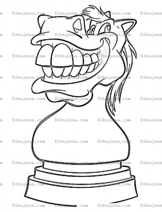 Dibujo para colorear Caballo De Ajedrez Sonriente Para Pintar Y Colorear Dibujo De Caballito Feliz