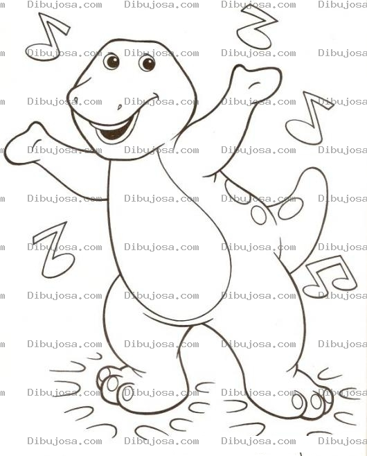 Dibujo para colorear Dibujo De Barney Bailando Para Pintar Y Colorear A Barny Con Notas Musicales De Barni Barnie Barnei