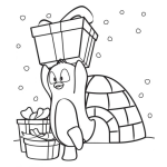 Dibujo para colorear Dibujo De Pinguino Saliendo De Un Igloo Con Regalos De Navidad Para Pintar Y Colorear