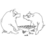 Dibujo para colorear Dibujo De Cerdos Enojados Por Jugar Ajedrez Para Pintar Y Colorear