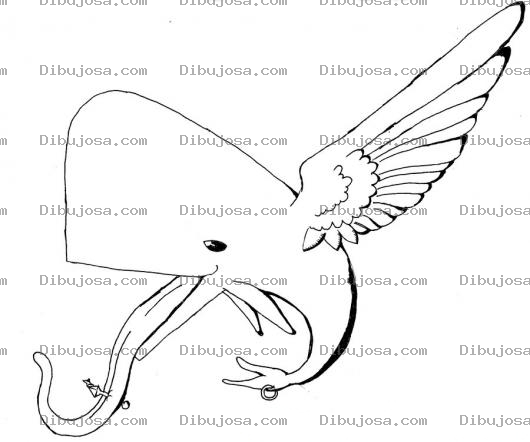 Dibujo para colorear Ballena Voladora Dibujo De Una Ballena Con Alas Y Lengua Larga Para Pintar Y Colorear Ballena Que Vuela