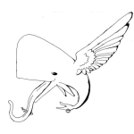 Dibujo para colorear Ballena Voladora Dibujo De Una Ballena Con Alas Y Lengua Larga Para Pintar Y Colorear Ballena Que Vuela