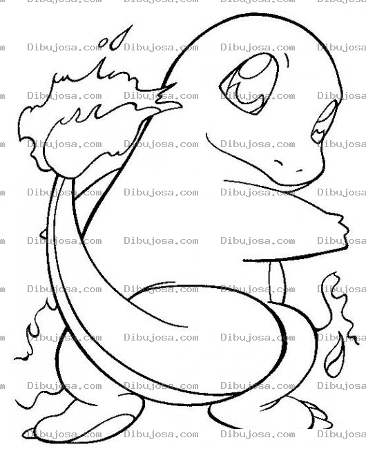 Dibujo para colorear Dibujo De Dinosaurio De Pokemon Con Fuego En La Cola Para Pintar Y Colorear