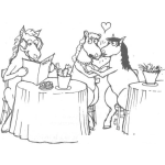 Dibujo para colorear Ojos Que No Ven Corazon Que No Siente Dibujo De Una Parejea De Caballos Comiendo En Un Restaurante Donde La Yegua Le Es Infiel A Su Caballo Para Pintar Y Colorear Infidelidad