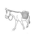Dibujo para colorear Burro Con Carga Para Pintar Y Colorear