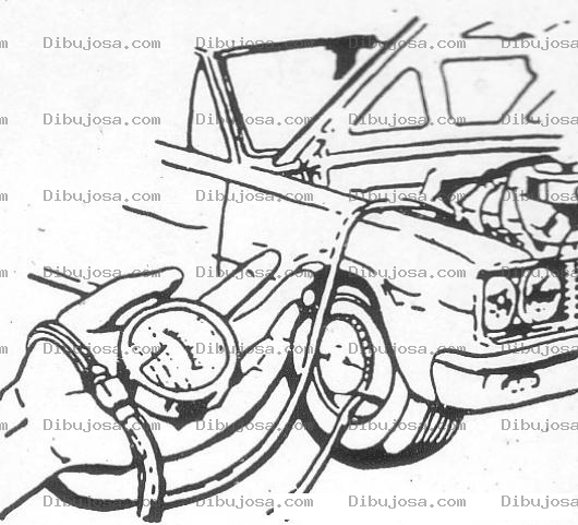 Dibujo para colorear Dibujo De Mecanico Midiendo Las Compresiones De Un Vehiculo Para Pintar Y Colorear