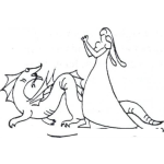 Dibujo para colorear Dibujo D Eun Dragon Con Una Mujer Para Pintar Y Colorear