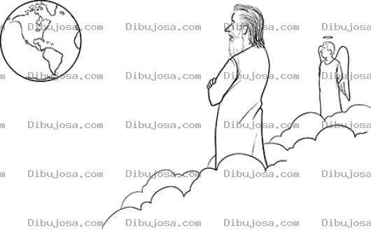 Dibujo para colorear Dibujo De DIOS Observando Al Mundo Para Pintar Y Colorear
