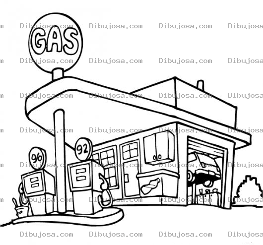 Dibujo para colorear Dibujo De Una Gasolinera Para Pintar Y Colorear