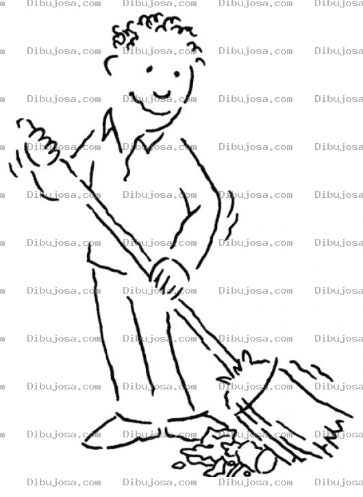 Dibujo para colorear Dibujo De Hombre Con Escoba Barriendo La Basura Para Pintar Y Colorear A Un Hombre Asendoso Aseado Y Mamplor