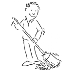 Dibujo para colorear Dibujo De Hombre Con Escoba Barriendo La Basura Para Pintar Y Colorear A Un Hombre Asendoso Aseado Y Mamplor