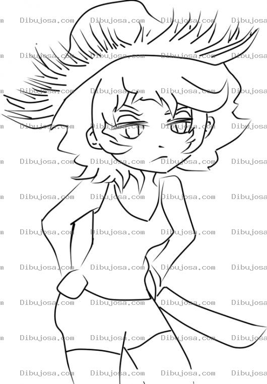 Dibujo para colorear Chica Con Machete Para Pintar Y Colorear