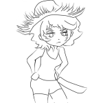 Dibujo para colorear Chica Con Machete Para Pintar Y Colorear