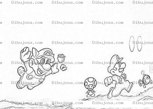 Dibujo para colorear Dibujo De Mariobros Volando Atras De Luigui Para Pintar Y Colorear