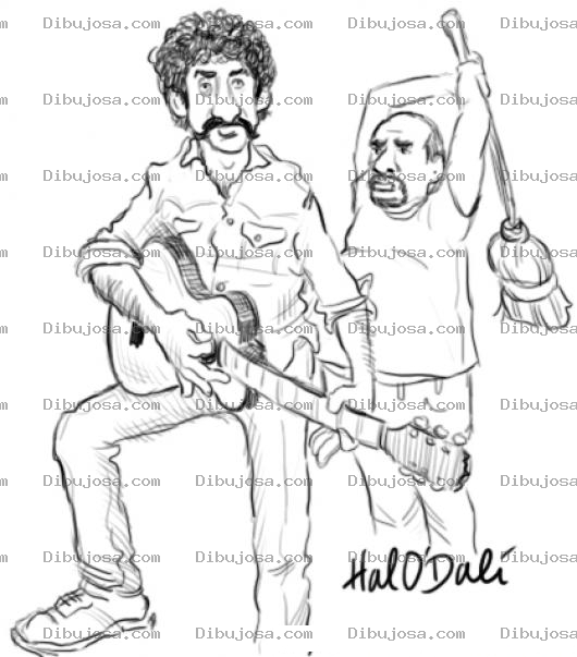 Dibujo para colorear Dibujo De Escobazo En La Cabeza A Un Guitarrista Que No Se Caya Para Pintar Y Colorear
