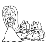 Dibujo para colorear Pajesitas De Bodas Dibujo De Dos Ninas Agarrandole La Cola A Una Novia Para En Su Boda Para Pintar Y Colorear