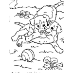 Dibujo para colorear Cachorritos Jugando Para Pintar Y Colorear Dibujo De Perritos Jugueteando