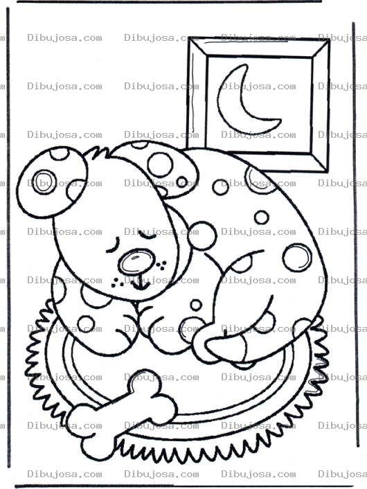 Dibujo para colorear Dibujo De Perrito Durmiendo Para Pintar Y Colorear